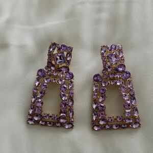 Elegant Purple Gemstone Earrings